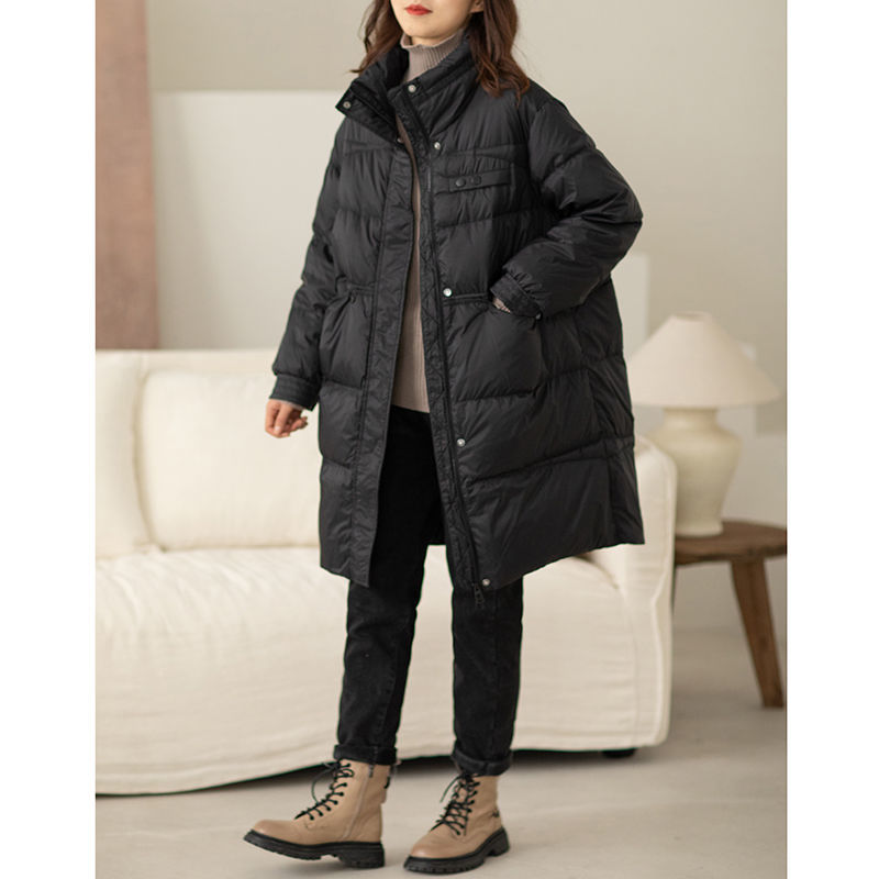 Down Jacket Women's 2022 Winter Leisure Medium Long Loose Korean Warm White Duck Down Jacket Winter Coat Women Jackets for Women