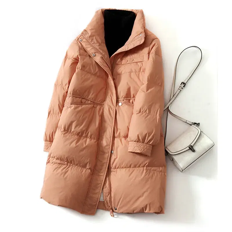 Down Jacket Women's 2022 Winter Leisure Medium Long Loose Korean Warm White Duck Down Jacket Winter Coat Women Jackets for Women