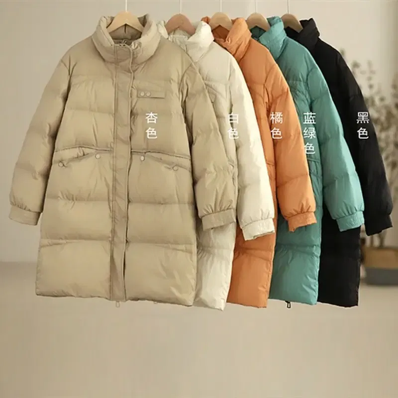 Down Jacket Women's 2022 Winter Leisure Medium Long Loose Korean Warm White Duck Down Jacket Winter Coat Women Jackets for Women