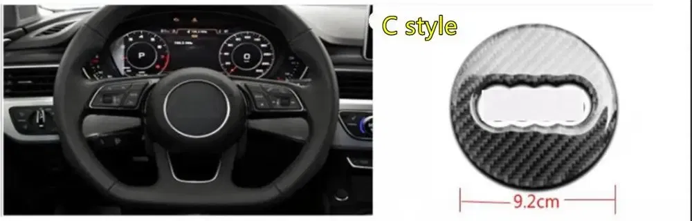 Color Name: Red - Car Carbon Fiber Steering Wheel Logo Sticker Frame Cover For Audi A1 A3 A4 A5 A6 A7 Q3 A6 C7 Q5 A8 Q7 B6 B7 Auto Accessories
