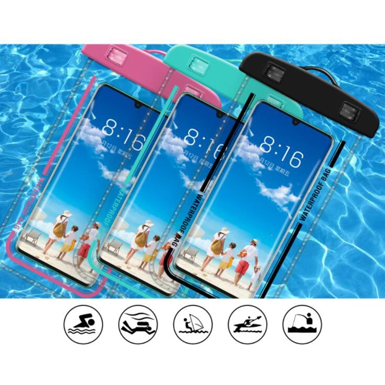 Color: SKY BLUE, Material: ABS, Bundle: Case & Strap - Taidacent 7.2 Inch Universal Outdoor Waterproof Phone Bag Wholesale Mobile Phone Bag Waterproof Phone Case Drift Swimming Bag