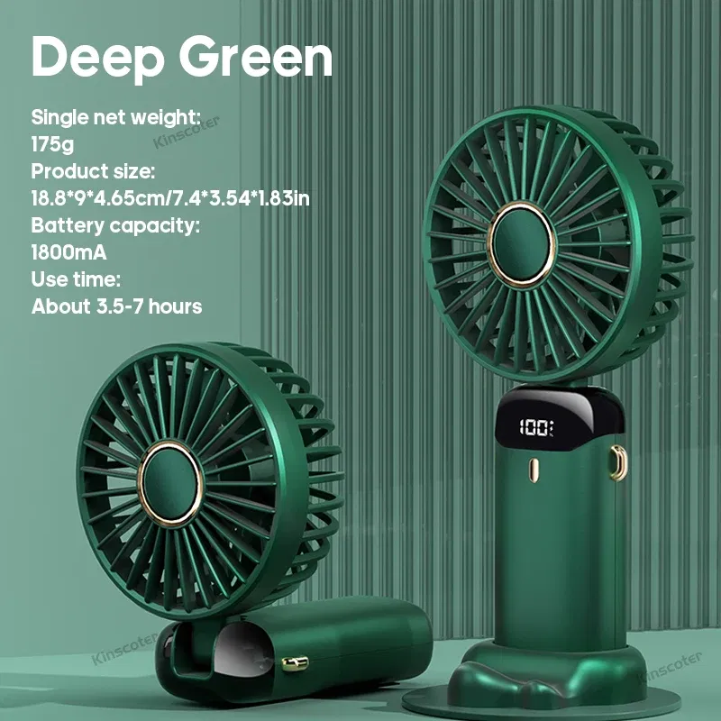Color: Burgundy - USB Handheld Mini Fan Foldable Portable Neck Hanging Fans 5 Speed USB Rechargeable Fan with Phone Stand and Display Screen