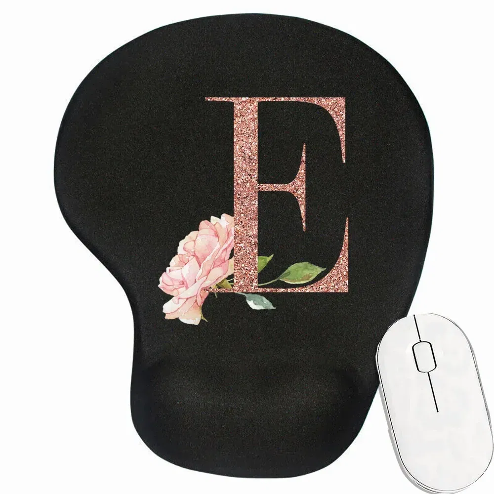 Color: beige white - Mouse Pad Desk Mat for PC Laptop Ergonomic Non-Slip Mousepads Wrist Pad Rose Gold Series Office Accessories Mouse Mats