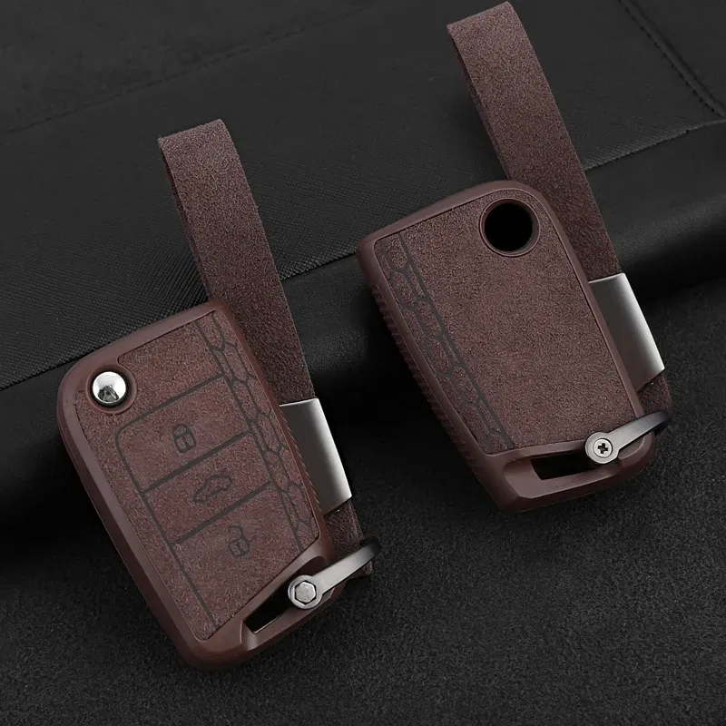 Color Name: black - For Volkswagen VW Golf 7 MK7 Tiguan 2 MK2 Polo Seat Ateca Ibiza Leon 5F FR MK3 Skoda Octavia 3 A7 Car Key Case Cover Accessories