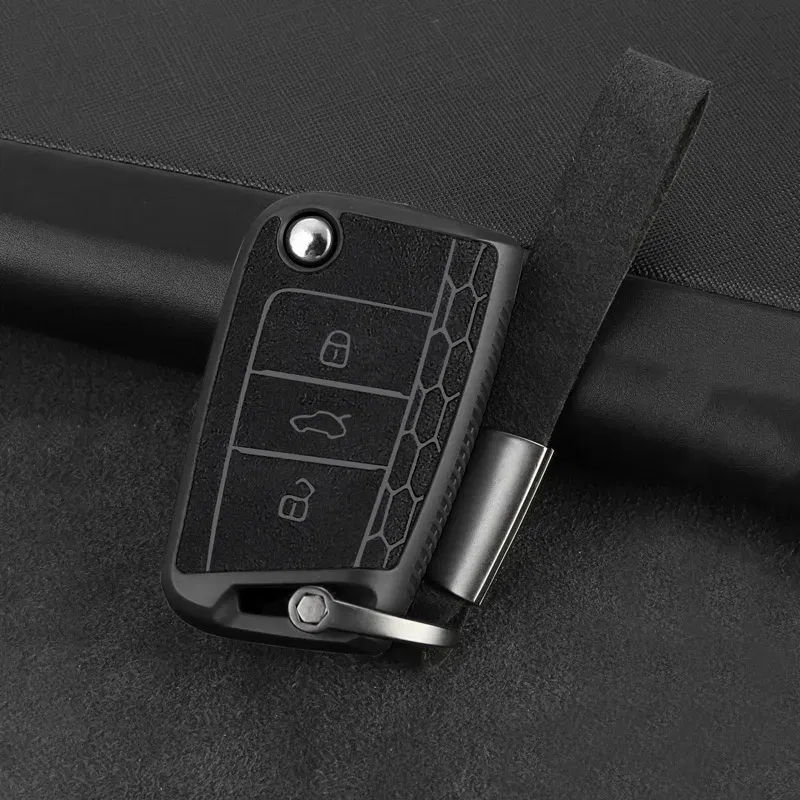 Color Name: black - For Volkswagen VW Golf 7 MK7 Tiguan 2 MK2 Polo Seat Ateca Ibiza Leon 5F FR MK3 Skoda Octavia 3 A7 Car Key Case Cover Accessories