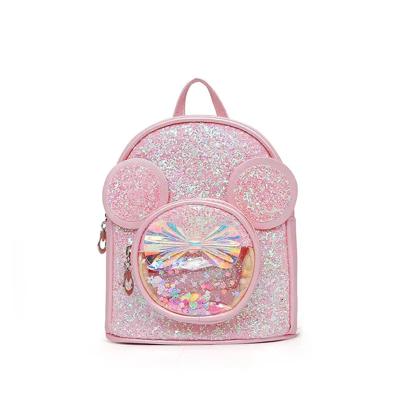 Color: Brown - New Cute Children's Bag Fashion Sequin Kindergarten Backpacks for Baby Girls Cartoon Casual Schoolbag Princess Bag Girls Gifts