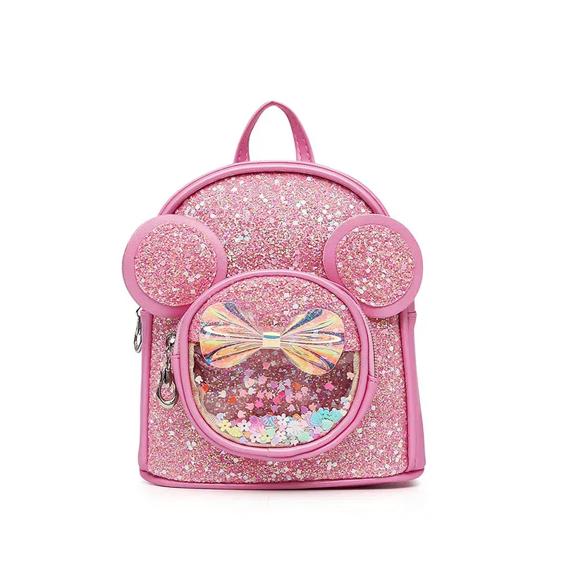 Color: Brown - New Cute Children's Bag Fashion Sequin Kindergarten Backpacks for Baby Girls Cartoon Casual Schoolbag Princess Bag Girls Gifts