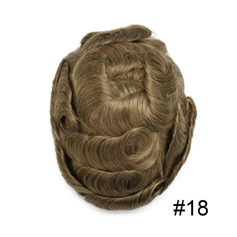 Toupee Color: 18#, Toupee Density: 90%, Length: 6 inches, Ships From: CHINA, Toupee Size: 8x10 - Men Toupee Hair Systems Ultra Thin Skin 0.06MM V-LOOP Capillary Prosthesis Invisible Hairline Real Human HairPieces Hair Units