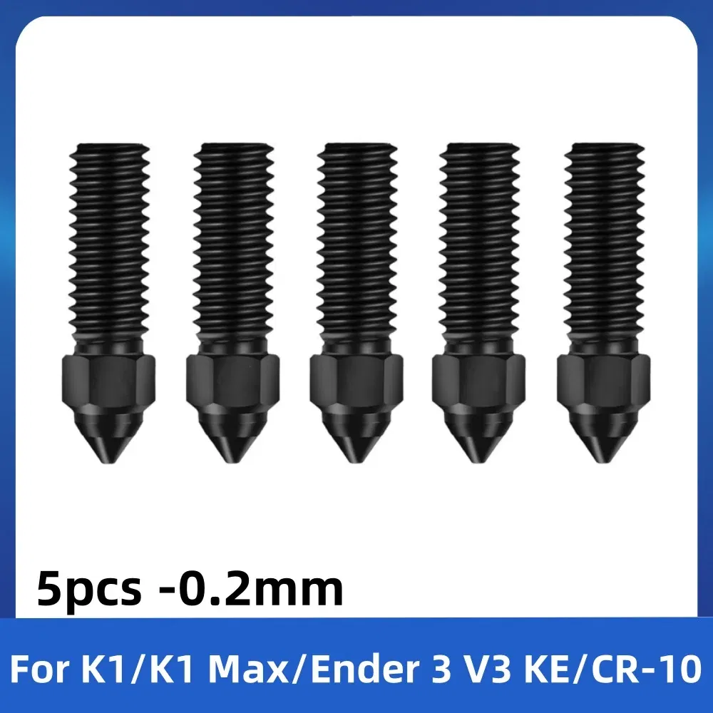 Color: GRAY - Creality Ender 3 V3 KE Nozzle Har Hardened Steel Nozzle Kit 0.2/0.4/0.6/0.8/1.0/1.2mm for K1 3D Printer Parts Non Stick Filament