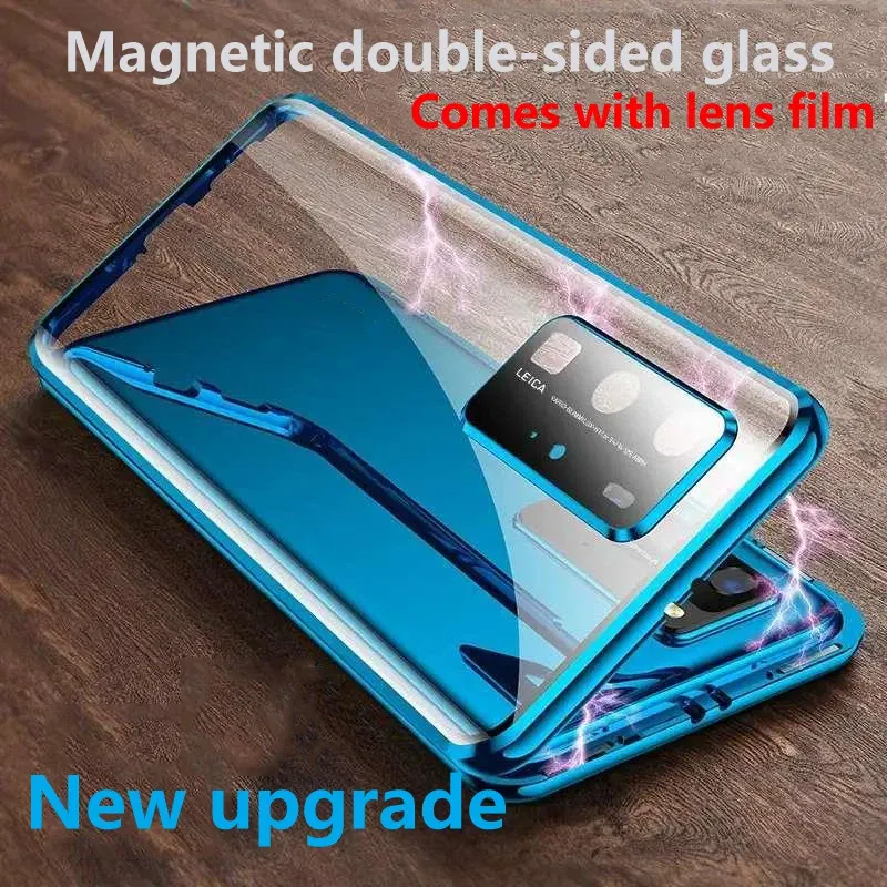 Color: Green, Material: Canvas - Phone Case Shell Double sided Protection Cover For Huawei P30 Pro P40 Pro Plus P40 Lite 5G Magnetic Adsorption Phone Sleeve bag