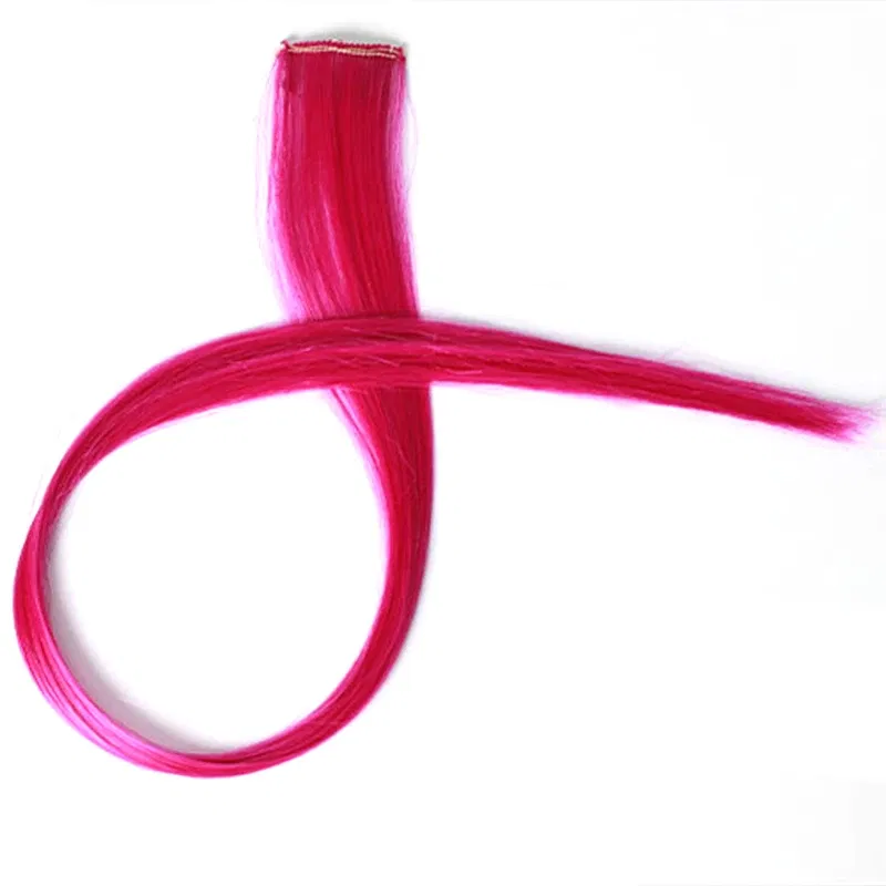 Color: Rose Red, Ships From: CHINA - Long Straight Hair Piece High Temperature Wire no Trace Matte Monochrome Fashion Wig for Women Girls