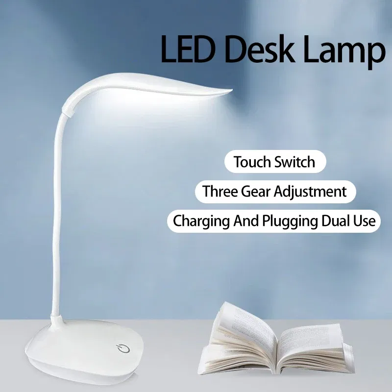 Body Color: Pink - LED Reading Desk Lamp Portable Desk Lamp USB Charging Table Light Touch Dimming Learn Eye Protection Light Room Office Lighting