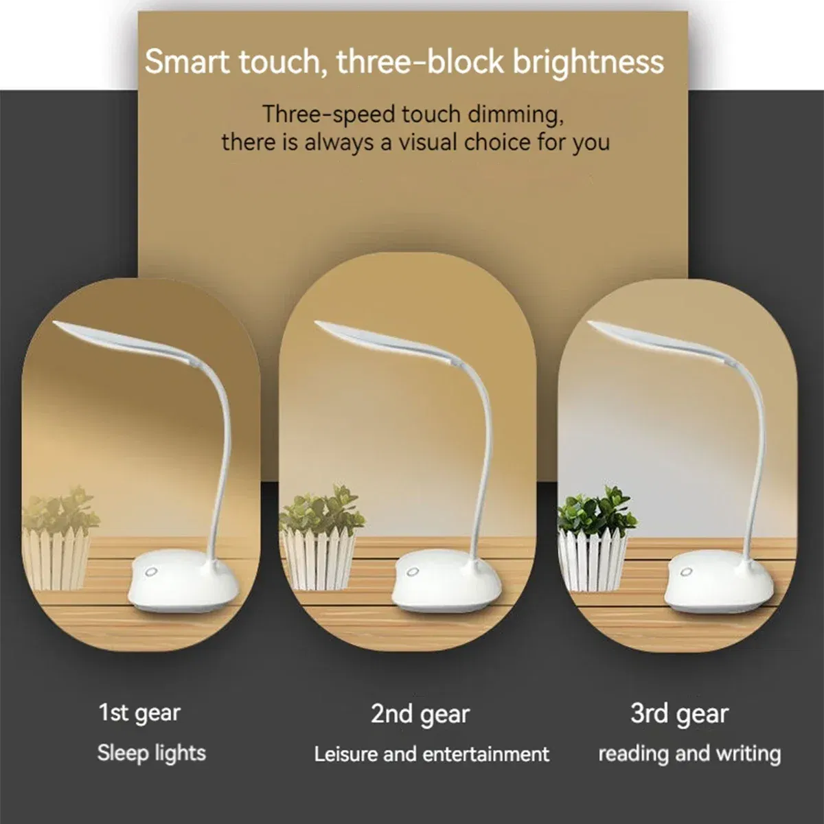 Body Color: Pink - LED Reading Desk Lamp Portable Desk Lamp USB Charging Table Light Touch Dimming Learn Eye Protection Light Room Office Lighting