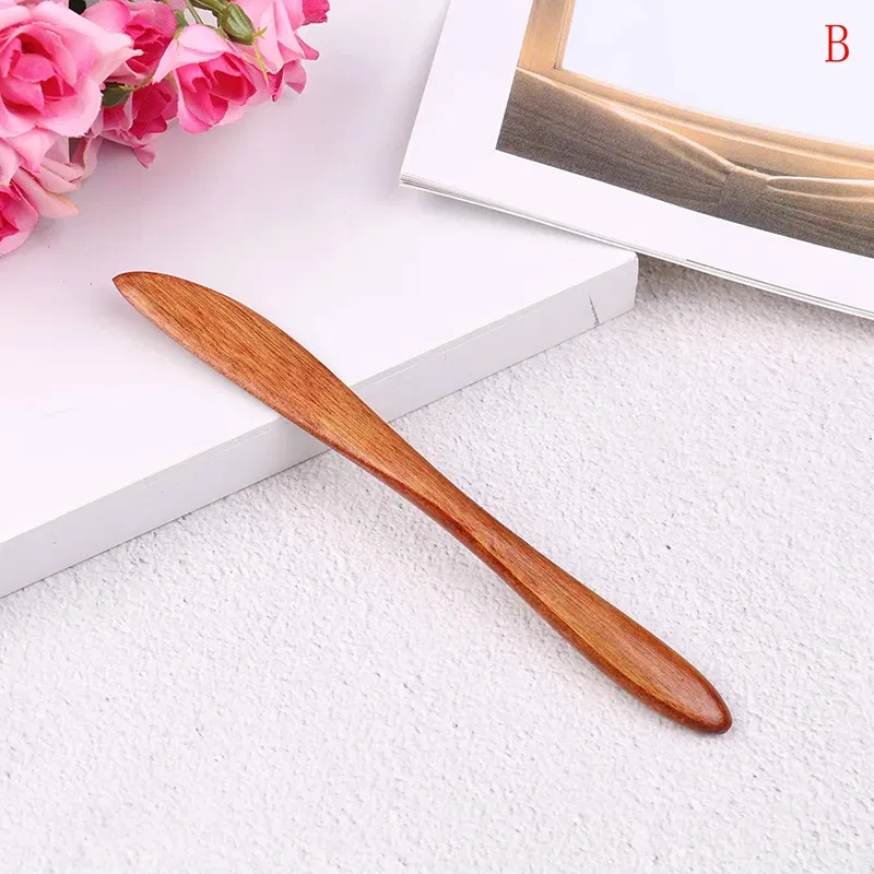 Color: green - Wooden Marmalade Knife Mask Butter Knife Cheese Dessert Jam Tabeware Dinner Breakfast Toast Bread Thick Handle Knife Kichen Tool