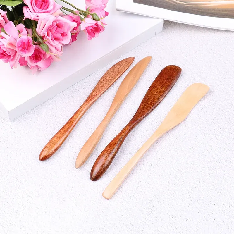 Color: green - Wooden Marmalade Knife Mask Butter Knife Cheese Dessert Jam Tabeware Dinner Breakfast Toast Bread Thick Handle Knife Kichen Tool