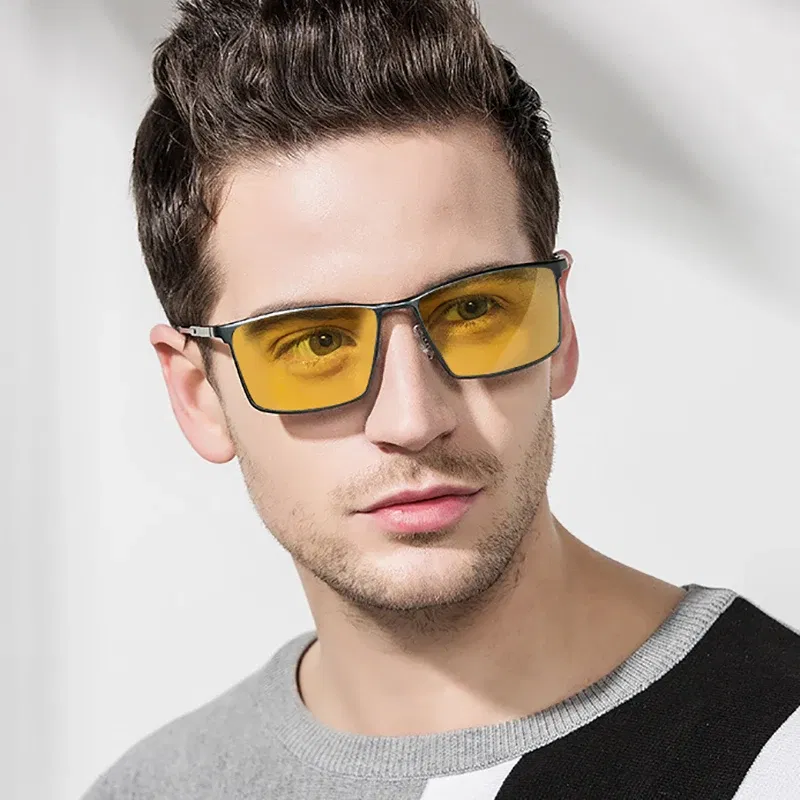 Lenses Color: Red, Frame Color: black - Men's sunglasses myopia with diopter polarized prescription glasses UC400 retro anti-glare driving goggles square black shades