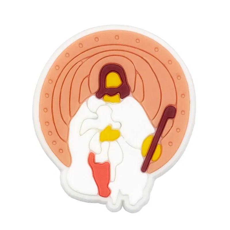 Color: transparent - 1pcs New Shoe Charm Religion PVC Clog Charms Crucifix Blessed Virgin Mary Clog Pin Clips Jeans Garden Sandal Shoe Decoration