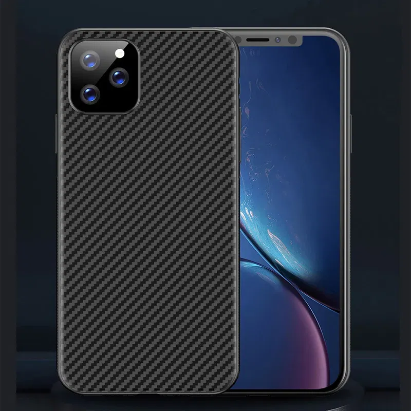 Color: black, Material: Carbon Fiber - Luxury Carbon Fiber Silicone Case for iPhone 13 11 12 14 15 16Pro Max XSMAX XR XS X SE 5 6 6S 7 8 14Plus Protective Soft Cover