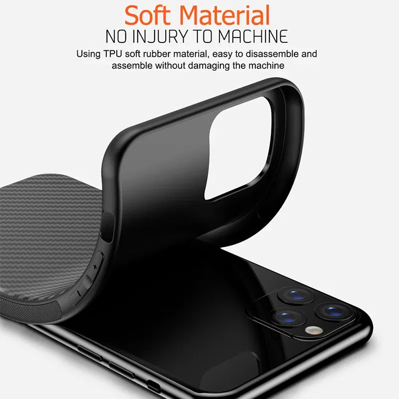 Color: black, Material: Carbon Fiber - Luxury Carbon Fiber Silicone Case for iPhone 13 11 12 14 15 16Pro Max XSMAX XR XS  X SE 5 6 6S 7 8 14Plus  Protective Soft Cover