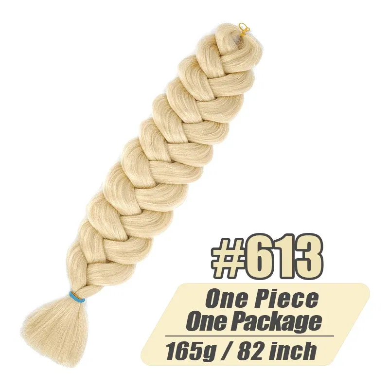 Color: P1B/613, Stretched Length: 32inches, Ships From: CHINA, Bulk Buy: 1Pcs/Lot - Synthetic Braiding Hair Wholesale 82Inch 165g Ombre Braiding Hair Packs Jumbo Braid Hair For Women DIY Hairstyle Blue Grey