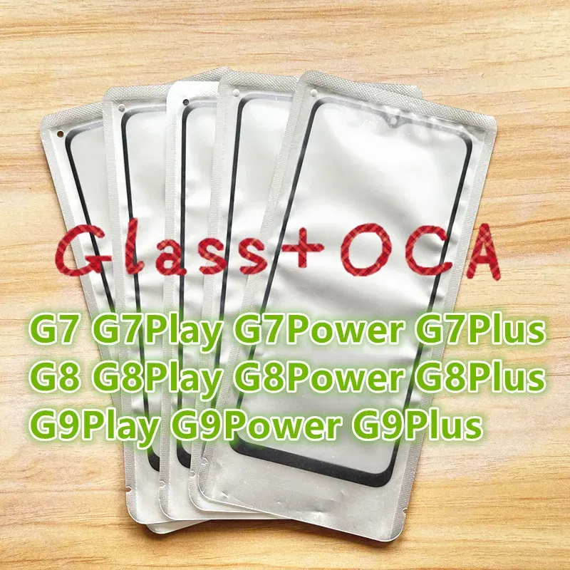 Color: Beige - 5Pcs For Motorola Moto G7 G8 G9 Play Plus Power Lite Touch Screen Front and outer glass lens replacement