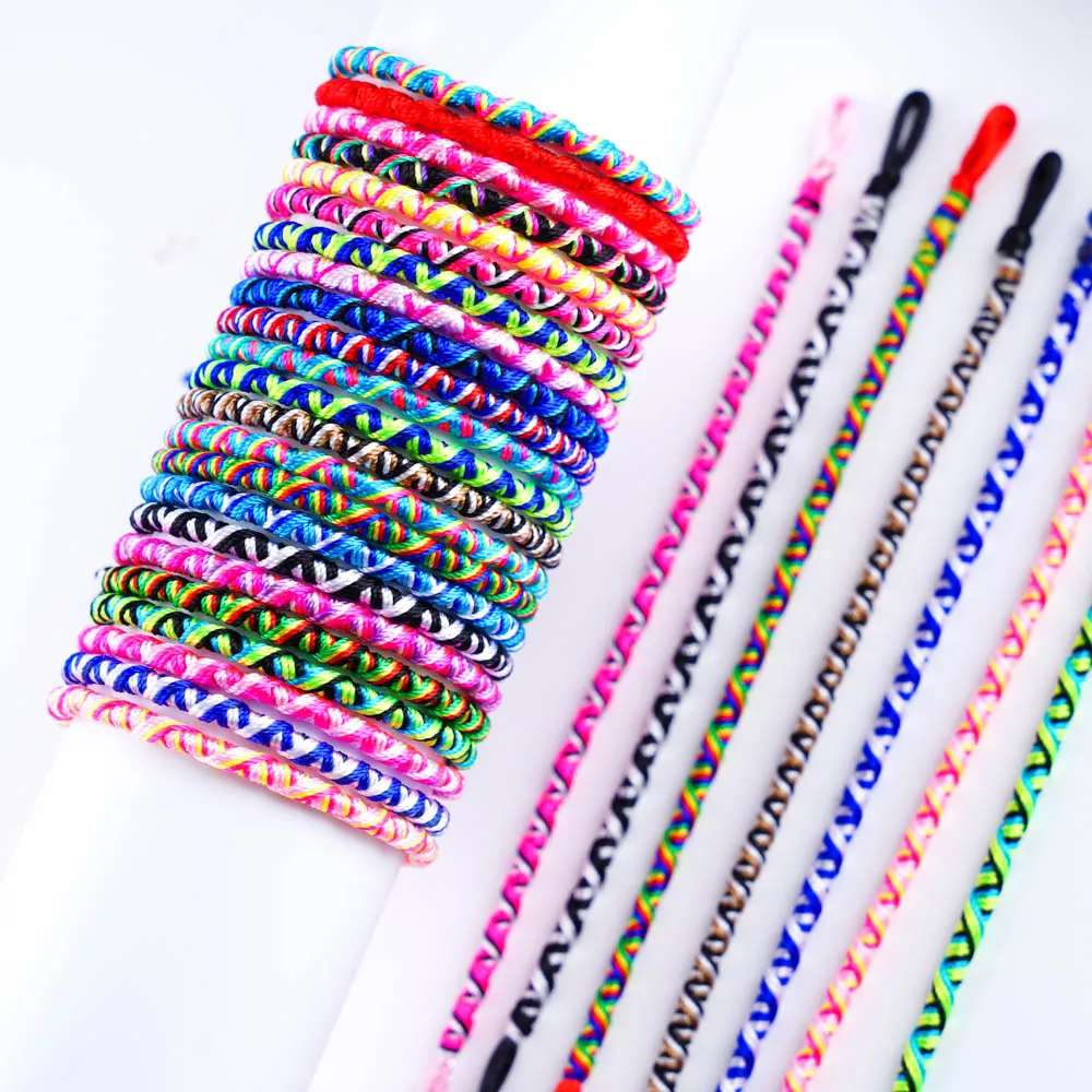 Metal Color: REDDISH BROWN, Ships From: CHINA, Main Stone Color: WHITE - 10/20Pcs/Set Bohemian Woven Handmade Rope Ethnic Adjustable Mixed Friendship Bracelet For Men Women Tassel Wristband