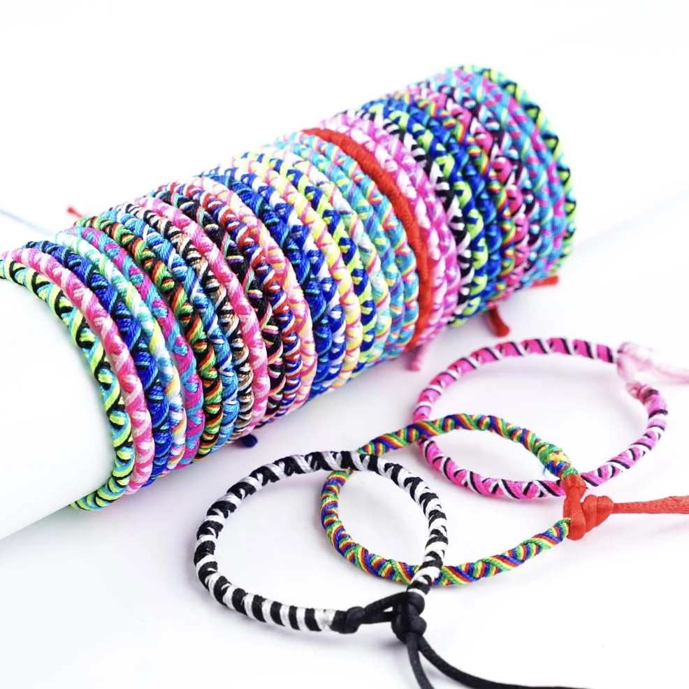Metal Color: REDDISH BROWN, Ships From: CHINA, Main Stone Color: WHITE - 10/20Pcs/Set Bohemian Woven Handmade Rope Ethnic Adjustable Mixed Friendship Bracelet For Men Women Tassel Wristband