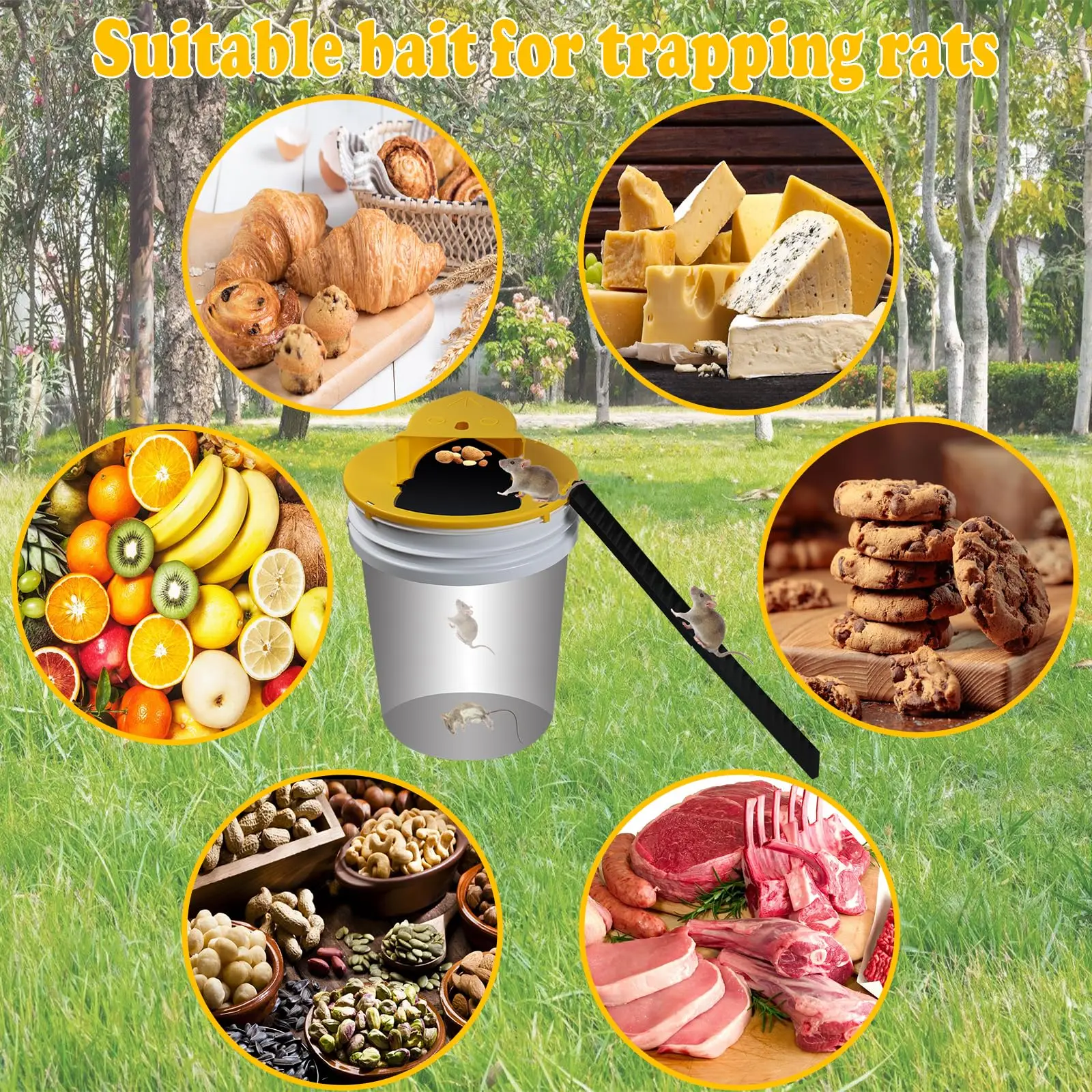 Mouse Trap Flip and Slide Bucket Lid Mice Rat Trap For Indoor Outdoor Multi Catch Auto Reset