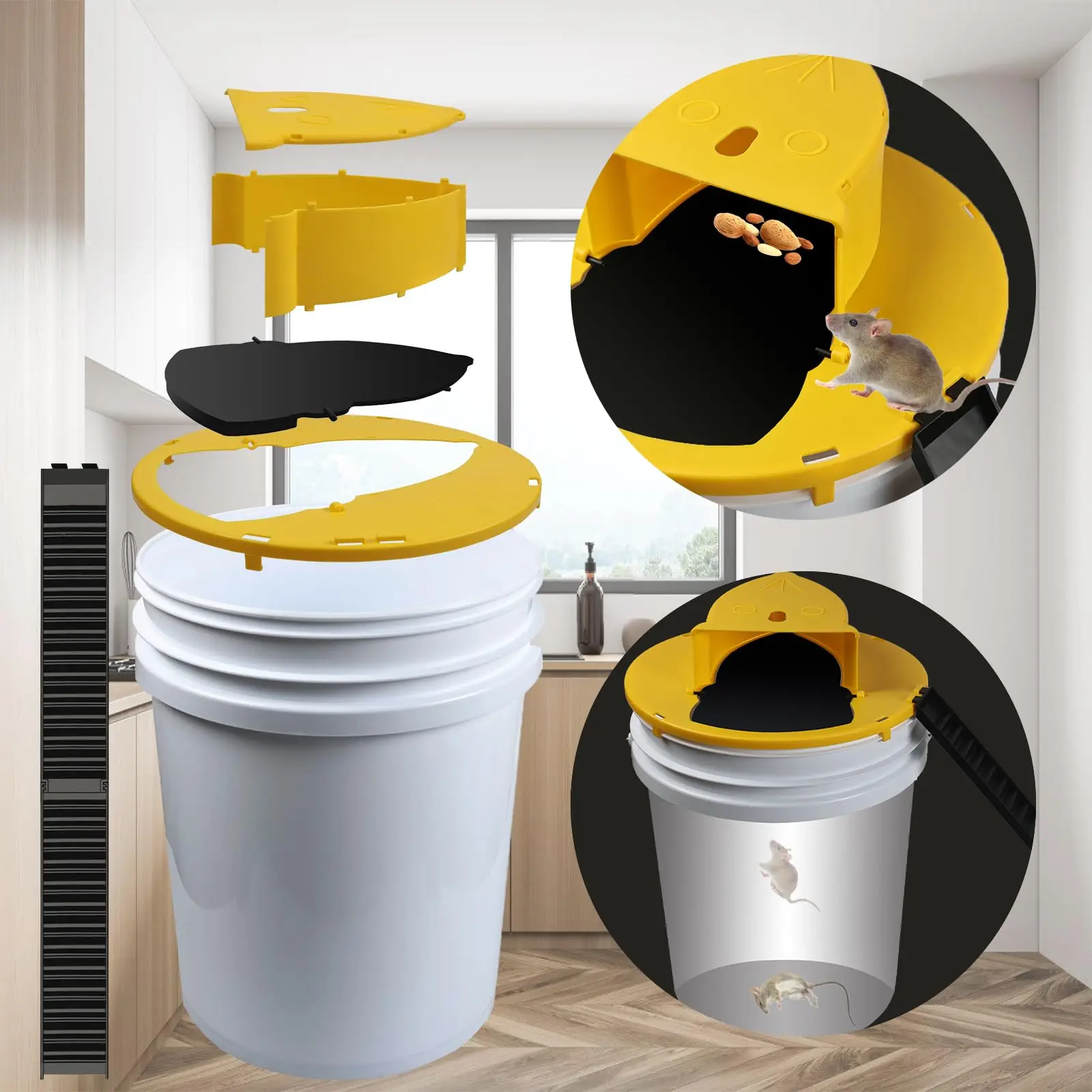 Mouse Trap Flip and Slide Bucket Lid Mice Rat Trap For Indoor Outdoor Multi Catch Auto Reset