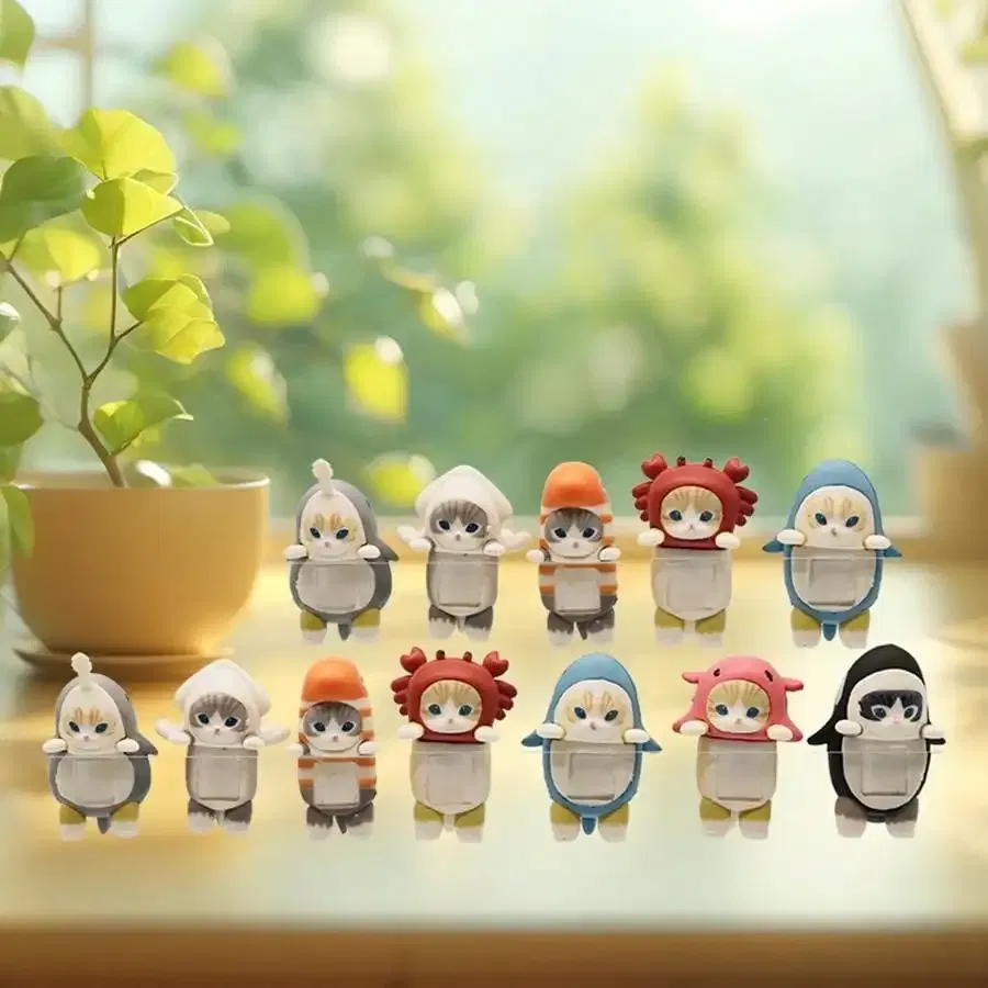 Color: GRAY - 12PCS 5cm Sonny Angel Blind Box Shark Cat Series Anime Figures Room Ornaments Children's Christmas Gift High Quality Ornaments