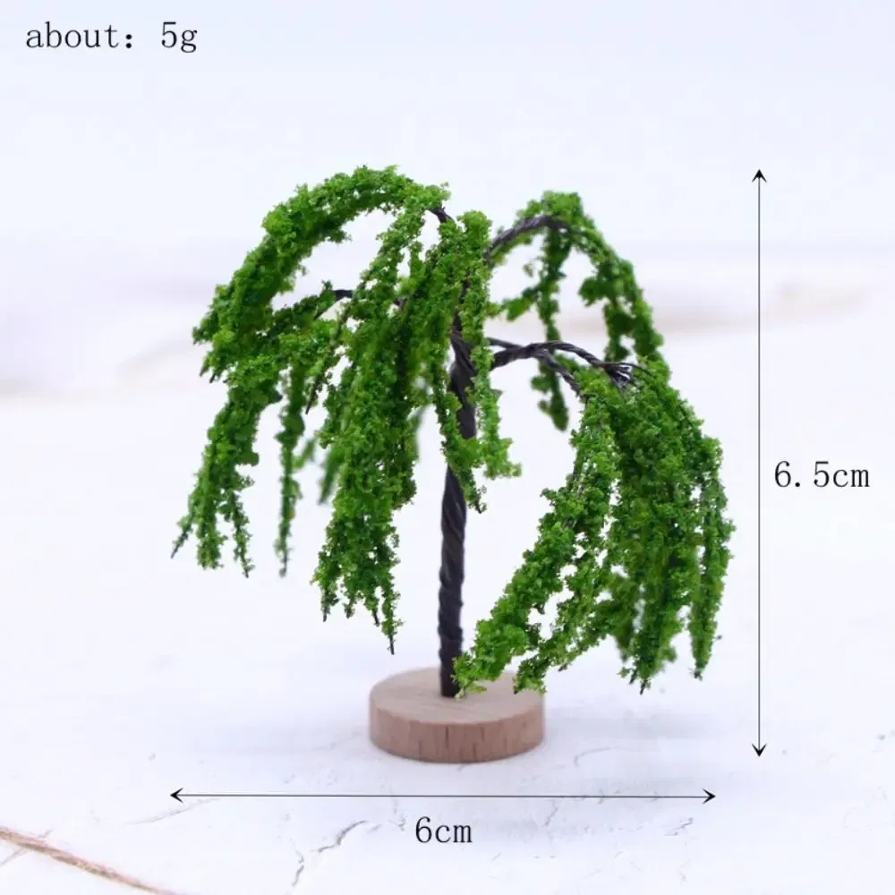 Color: Dark Khaki - Artificial Moss Rocks/Wooden Base Model Trees Simulation Plastic Dollhouse Mini Tree Natural Green Bonsai Figurine