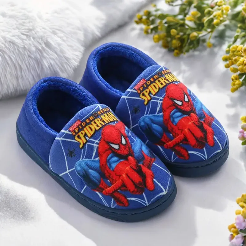 Color: Beige, Shoe Size: 13 - Children Cartoon Spider Print Cotton Slipper Soft Autumn Winter Warm Baby Boys Girl Indoor Home Bedroom Cotton Shoes Size 24-31
