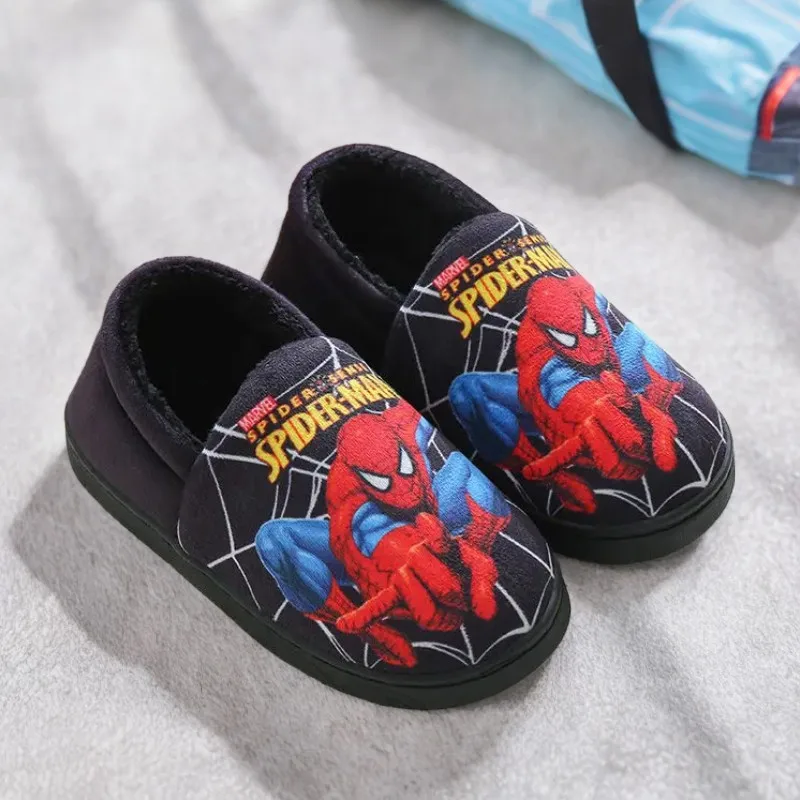 Color: Beige, Shoe Size: 13 - Children Cartoon Spider Print Cotton Slipper Soft Autumn Winter Warm Baby Boys Girl Indoor Home Bedroom Cotton Shoes Size 24-31