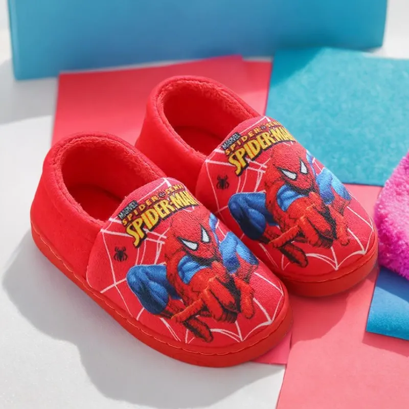 Color: Beige, Shoe Size: 13 - Children Cartoon Spider Print Cotton Slipper Soft Autumn Winter Warm Baby Boys Girl Indoor Home Bedroom Cotton Shoes Size 24-31