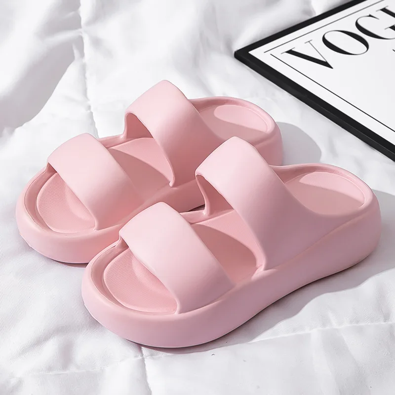 Color: Pink, Shoe Size: 40 - Summer Women EVA Slippers Men 2024 Bathroom Non-Slip Slides Girl Outdoor Beach Casual Sandals Couple Soft Thick Soled Flip Flops