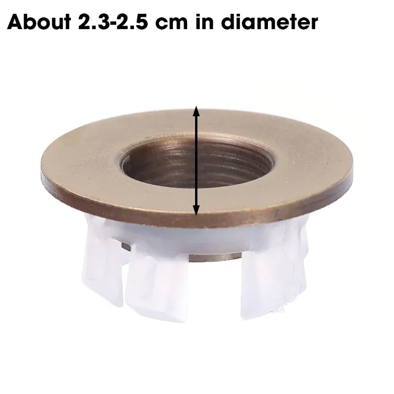 Color: Yellow - Bathroom Basin Faucet Sink Overflow Cover Brass Six-foot Ring Insert Replacement Hole Cover Cap Chrome Trim Bathroom Accessories