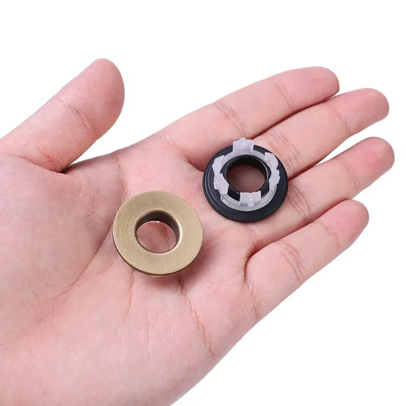 Color: Yellow - Bathroom Basin Faucet Sink Overflow Cover Brass Six-foot Ring Insert Replacement Hole Cover Cap Chrome Trim Bathroom Accessories