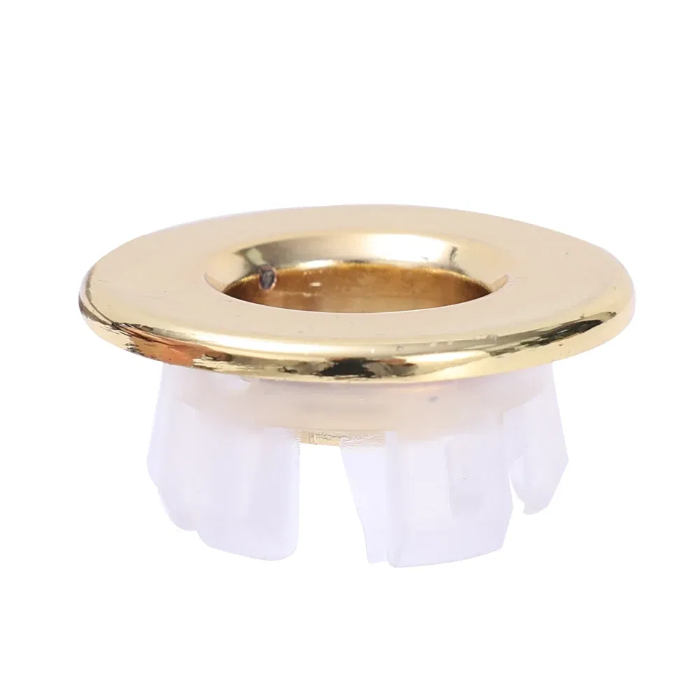 Color: Yellow - Bathroom Basin Faucet Sink Overflow Cover Brass Six-foot Ring Insert Replacement Hole Cover Cap Chrome Trim Bathroom Accessories