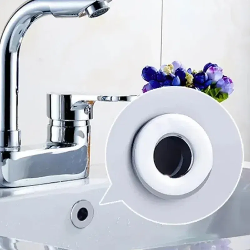 Color: Yellow - Bathroom Basin Faucet Sink Overflow Cover Brass Six-foot Ring Insert Replacement Hole Cover Cap Chrome Trim Bathroom Accessories