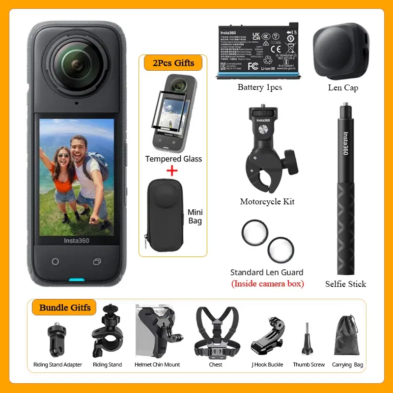 Bundle: Bundle2, Color: Red, Ships From: CHINA - Top Insta360 X4 Now arrival 8K Waterproof 360 Action Camera, 4K Wide-Angle Video 2290mAh Battery Insta360 X4 Sport Camera