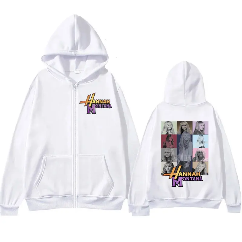 Color: GRAY, Size: L - New Hannah Montana Logo Zipper Hoodie Miley Cyrus The Eras Tour Men Women Jacket Sweatshirt Fashion Aesthetic Trend Zip Up Hoody