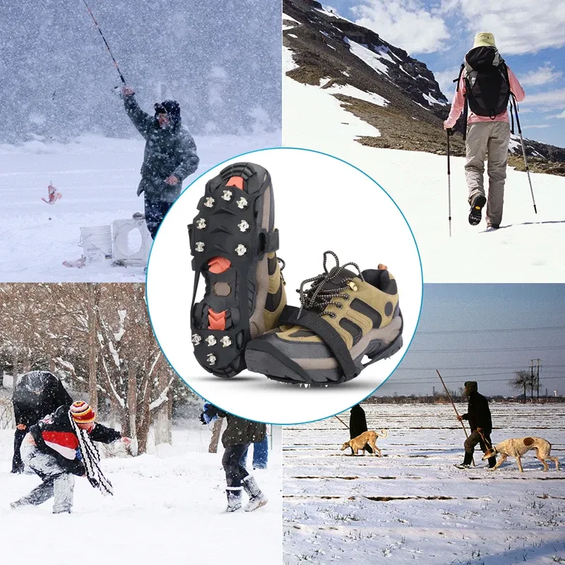 Shoe Size: 12.5, Ships From: CHINA - 11 Teeth Crampons Outdoor Hiking Climbing Snow And Ice Gripper Anti-slip Covers for Winter Shoes Spikes Snow Shoe Accessories