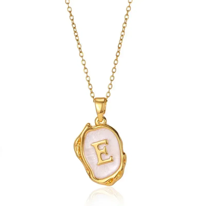 Metal Color: Rust Red, Length: 40cm - Y2K Stainless Steels Drip Oil 26 Letter Necklaces for Women Men Alphabet A-Z Initials Pendant Necklace Aesthetic Jewelry Gift