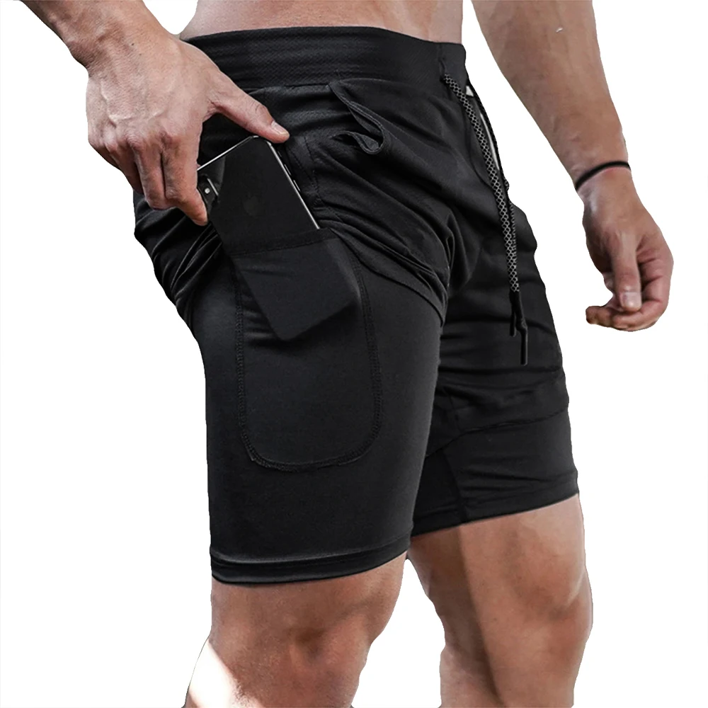 Color: Yellow, Size: M - Men's Double Layer Fitness Shorts Drawstring Mesh Lining Elastic Waist Breathable Quick Dry to Beach Pool Summer Male