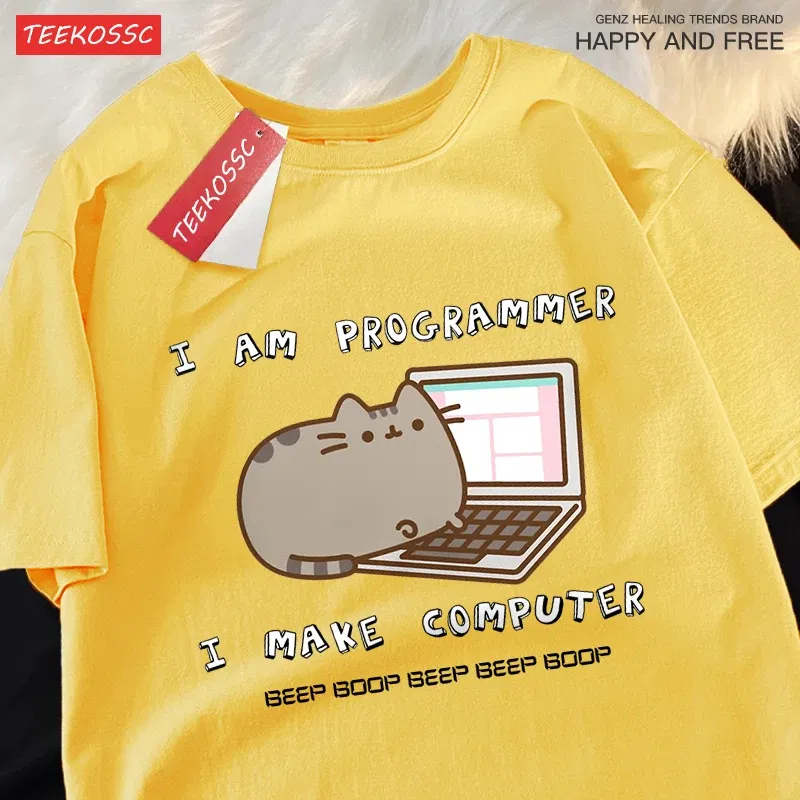 Color: Dark Grey, Size: S - I Am Programmer I Make Computer Mens T Shirts Summer Cotton T-Shirt Oversized Loose Short Sleeve Crewneck Tee Clothes Fashion