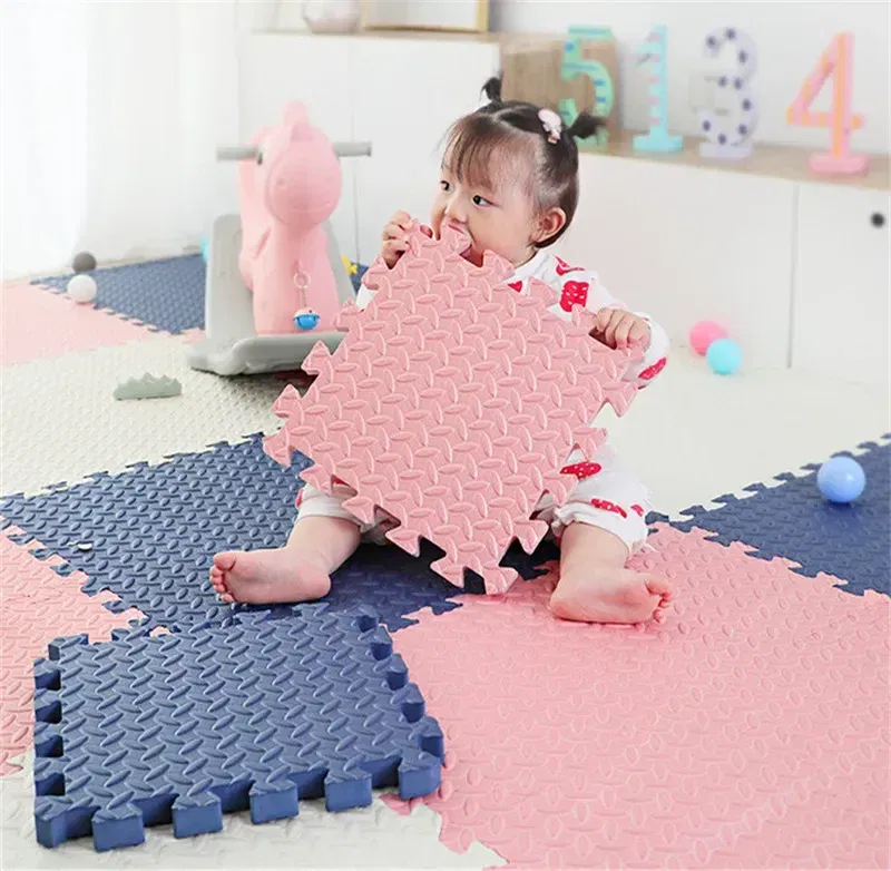 Color: DEEP BLUE - Thicken 2.5cm Tatame Baby Play Mat Activities Mat for Baby Mat 6PCS Game Mats Playroom Mat Play Mats Floor Noise Mat Puzzle Mat