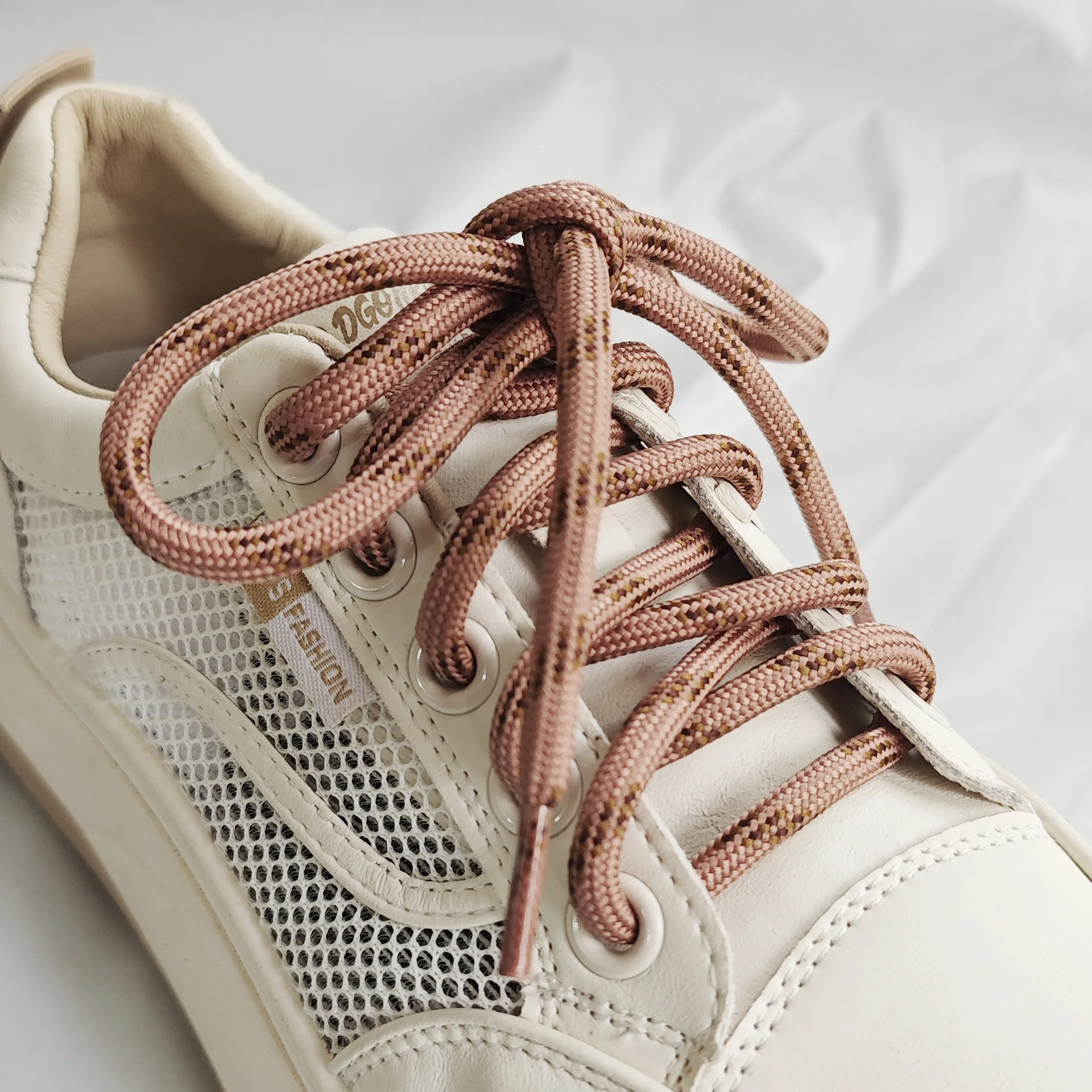 Color: Red, Length: 140cm - Colorful Diagonal Dots Round Rope Shoelaces Coarse Weave Polyester Shoes Laces For Women Men Sports Casual Sneaker DE Tran Shoes