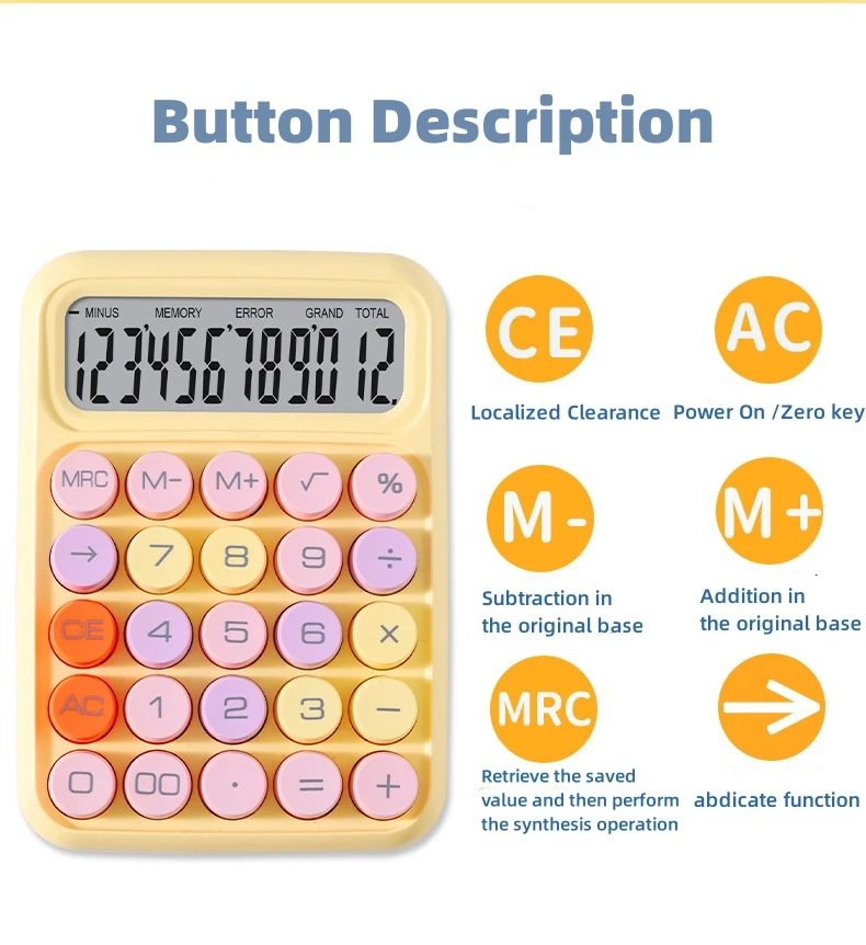 Color: Blue - Ins Dopamine Candy Color Calculators Large Display Mechanical Dot Keyboard Back To School Supplies Students/Finance Stationery