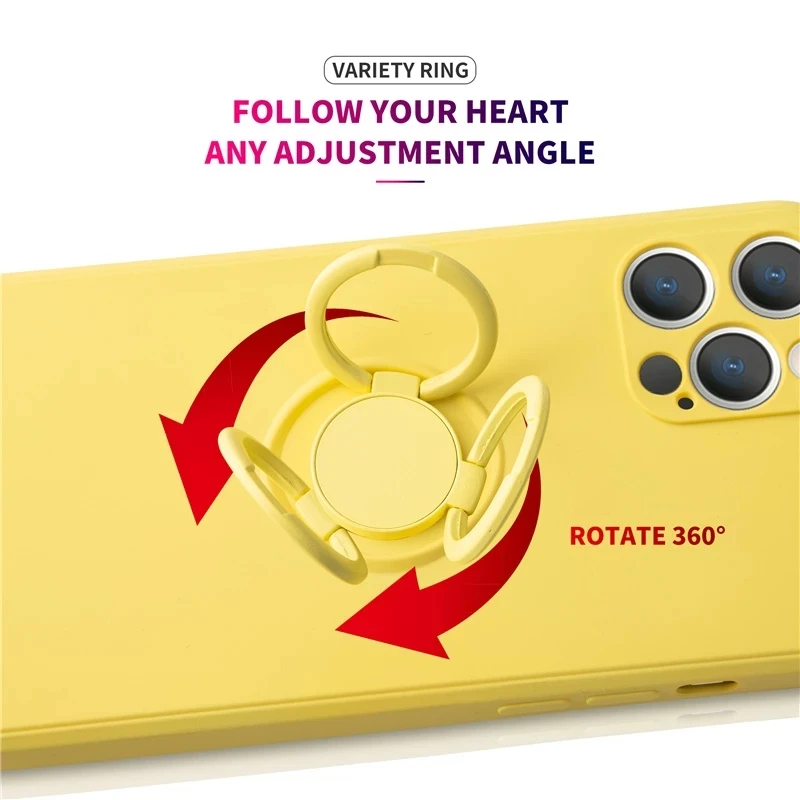 Color: Khaki, Compatible-Phone Models: For iPhone 12, Ships From: CN - With Ring Holder Shockproof Case For IPhone 16 15 14 13 12 11 Pro Max Silicone TPU Soft Back Cover