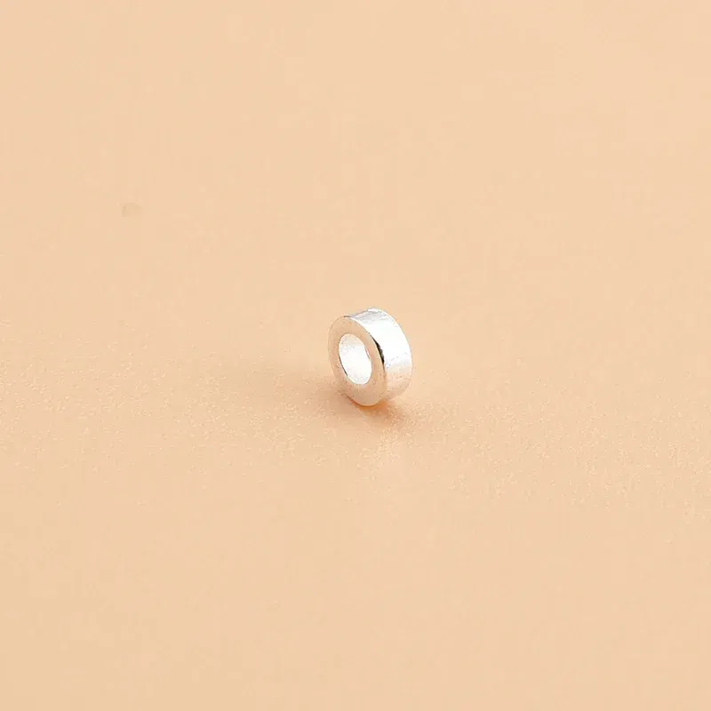 10PCS 925 sterling silver jewelry accessories Circle gasket flat beads handmade beaded diy bracelet necklace material
